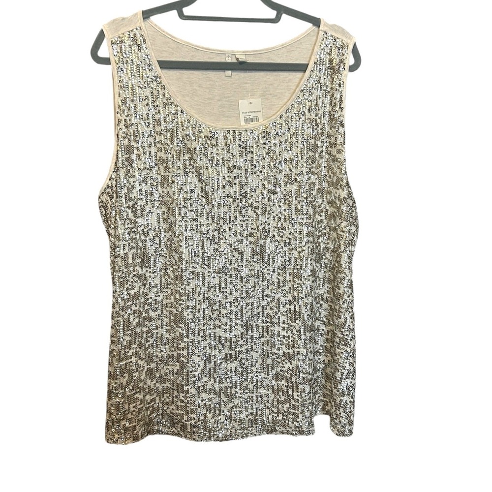 Cato Women Sequin Tank‎ Top 22/24 Layered Mixed Media Metallic Evening Cocktail